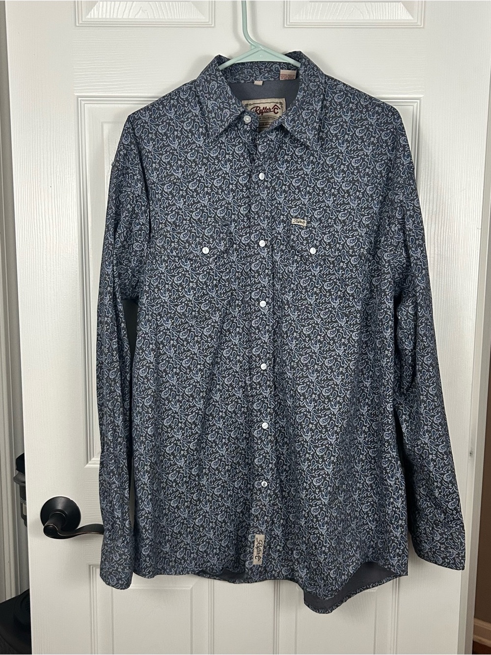 Rafter Cowboy Collection Long Sleeve Pattern Pearl Snaps Shirt Men’s Large